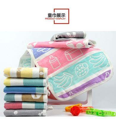 隆利工厂直销卡通儿童纱布方巾卡通擦嘴巾口水巾包邮