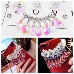 Chic Water Droplet Pendant Alloy Embeds Diamond Flower Pieces with Drilled Diamond DIY Water Diamond Phone Case Decorative Accessory Material Pack Wholesale