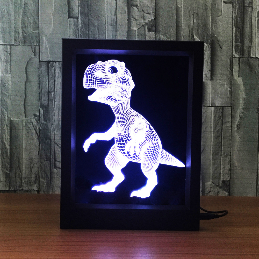 相框灯 创意3d灯 小恐龙乌龟猫头鹰海豚马头小夜灯