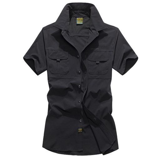 Outdoor elastic quick-drying shirt for men waterproof large size mountaineering clothing tactical military short-sleeved shirt trendy 102-1