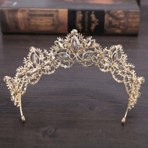 Hairpin hair clip hair accessories for women headdress Baroque exquisite crown lady light gold crown wedding dress accessories crown hair accessories