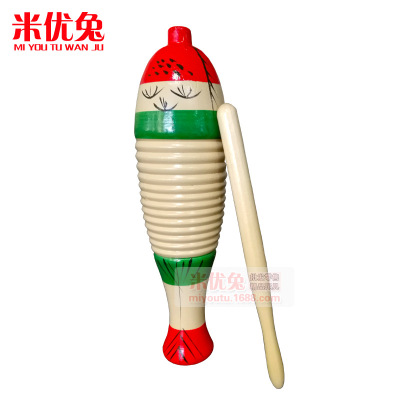 Supply Wooden Scraper Fish wooden  Toys Orff Blow Teaching aids Frog fish Musical Instruments Toys .13