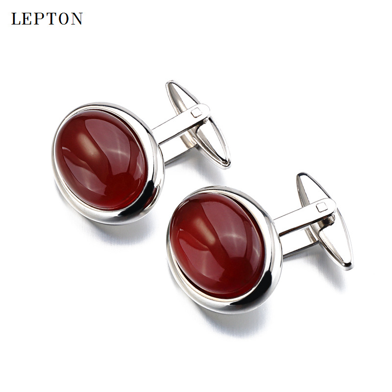 New high-grade gemstone men's cuff luxury red agate/blue sand stone/pure crystal cufflinks French wholesale formulation