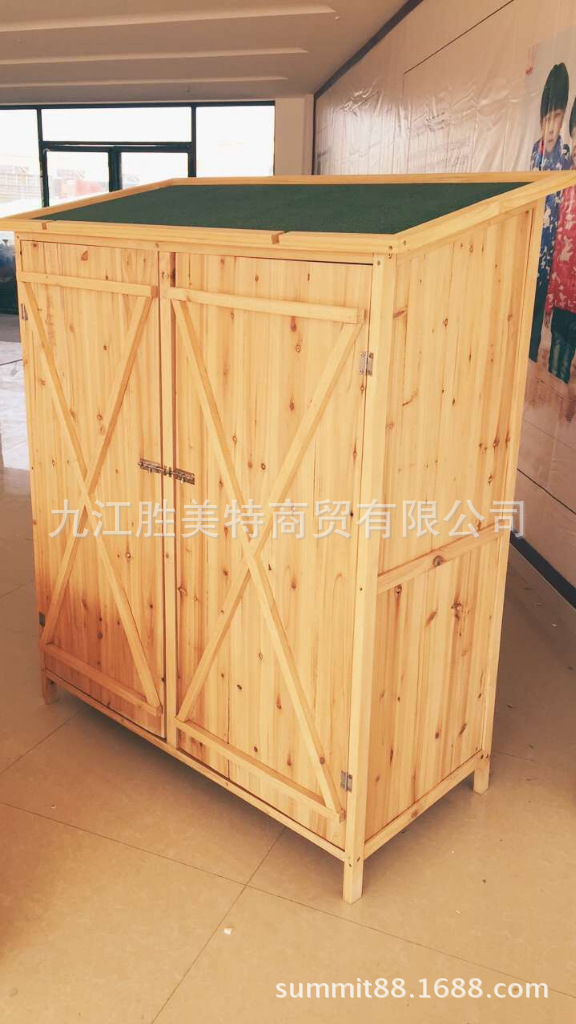 Professional export wood outdoor garden tool cabinet storage container, welcome to inquire
