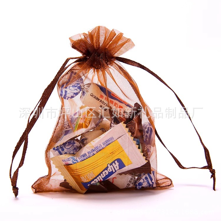 厂家供应混装7*9素色纱袋欧根纱雪纱袋束口袋首饰袋包装袋可定制