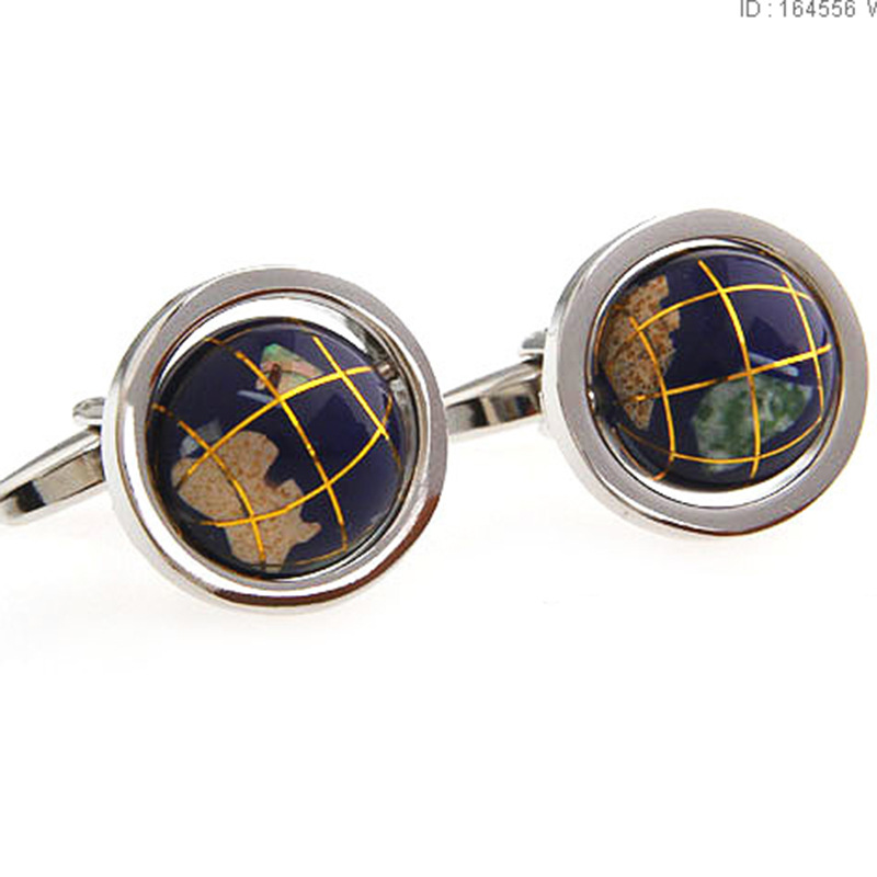 英博藍色轉動圓球形貝殼拼接袖扣袖釘男法式紐扣cufflinks/164556