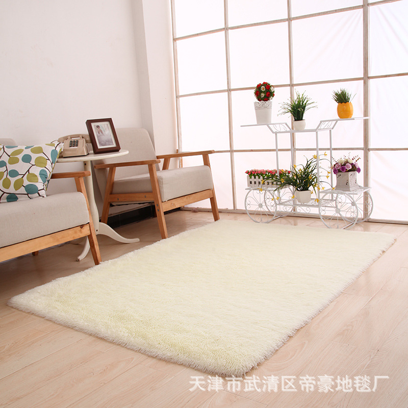 Alfombra de Pelo Largo de Seda Sintética para Sala de Estar, Dormitorio, Junto a la Cama, Resistente a las Manchas y Fácil de Cuidar, Alfombra de Dormitorio