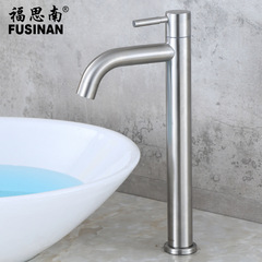 High-rise elbow single cold 304 stainless steel sink faucet bathroom washbasin hand basin faucet wholesale 