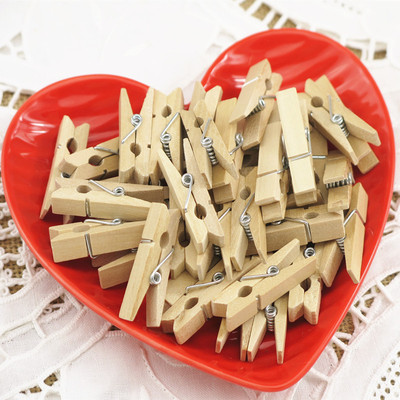 3.5CM Wooden clamps DIY manual Notes Photo folder colour Decorative clip Log Small clip Hemp rope wholesale