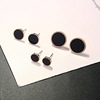 Black golden universal trend earrings stainless steel, European style, simple and elegant design, pink gold
