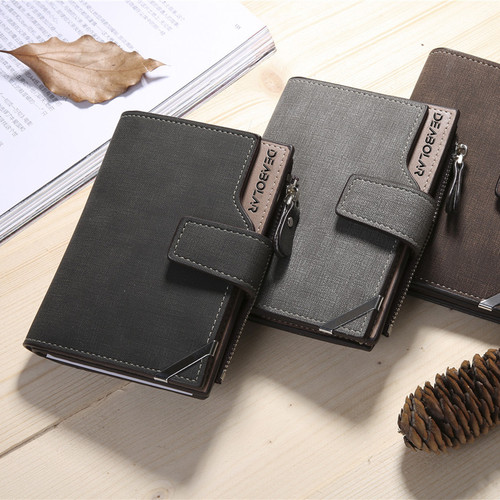 DEABOLAR new men's mid-length wallet casual retro canvas pattern men's wallet zipper coin purse