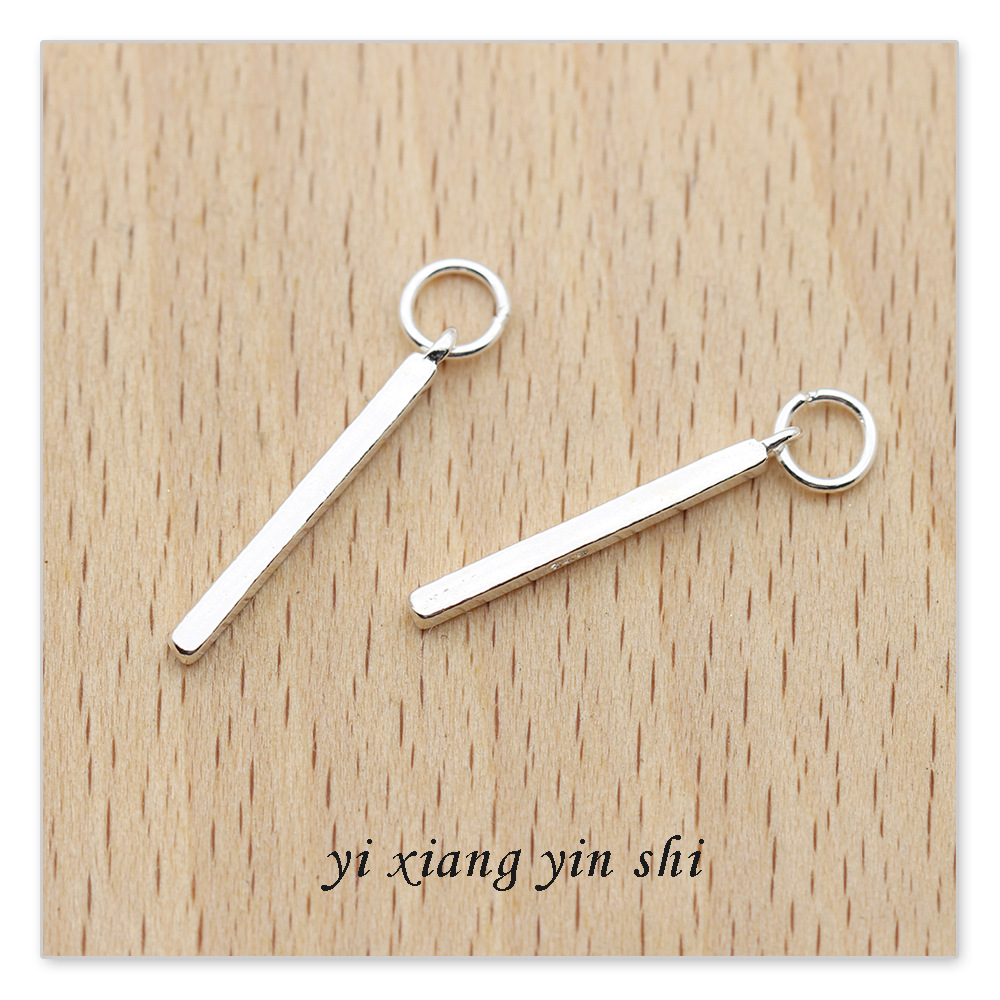s925银DIY耳环配件 手链制作材料长方形长方条吊坠挂件
