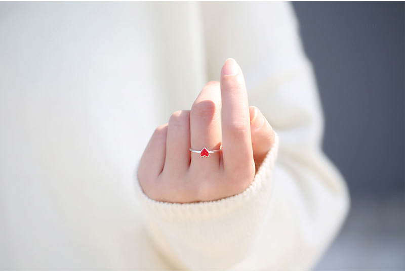 2g Weight Open Rings Classification Adjustable Ring Size 1 Piece Quantity Daily, Date Occasion 925 Sterling Silver Material Heart Shape Pattern All Seasons Season Women's Gender Simple Style, IG Style Style 925 Sterling Silver Heart Shape Open Rings 925 Sterling Silver Rings 4