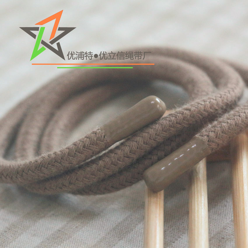 8mm杏色棉绳 浅咖啡色棉滴胶绳 浸胶圆绳 衣帽裤腰抽绳 束口绳