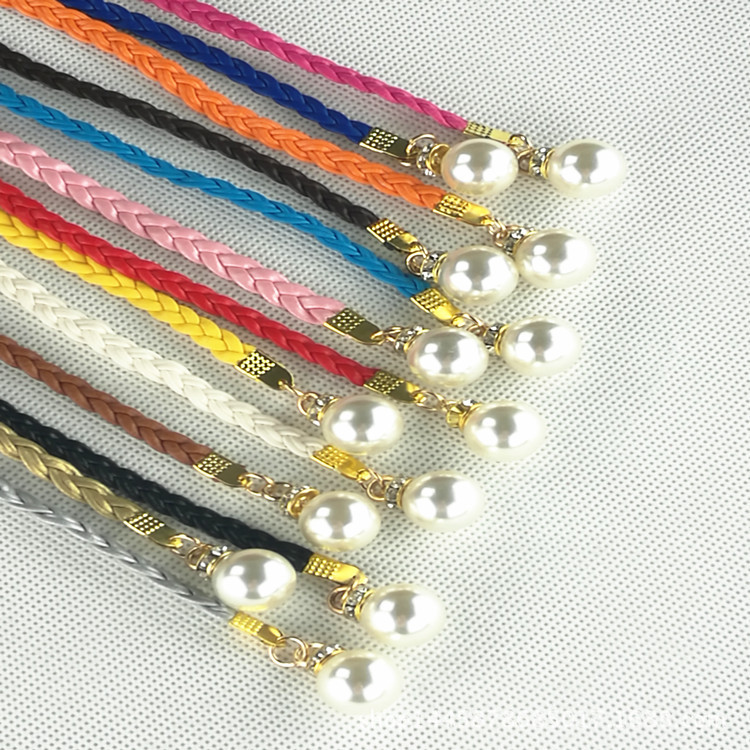 直销手工编织小清新吊坠流苏蝴蝶结打结女细腰带百搭腰链加长腰绳|ms