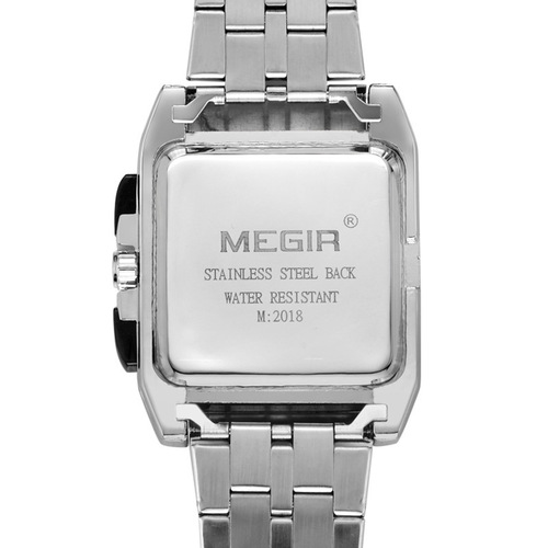 One piece drop shipping MEGIR steel band men's watch sports outdoor men's watch square watch 2018