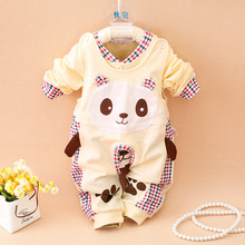 2023新款婴儿衣服婴儿背带套装长袖套装熊猫背带男女宝宝春秋背带