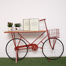 美式鄉村室內花架擺件 復古鐵藝自行車擺台 大型咖啡廳攝影道具