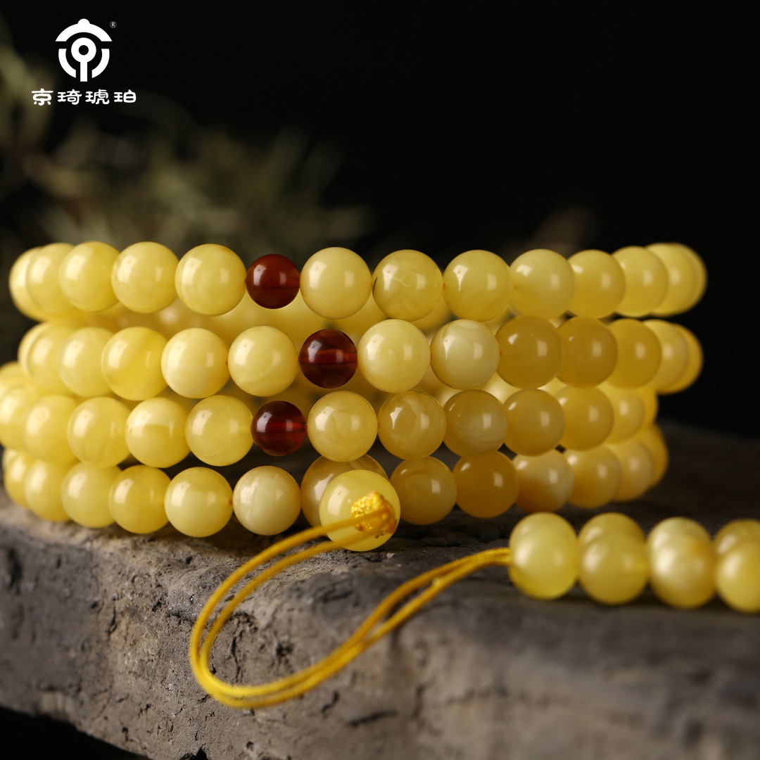 天然琥珀蜜蜡佛珠 8mm108鸡油黄蜜蜡琥珀手链京琦正品厂家批发 图片_高清大图 - 阿里巴巴