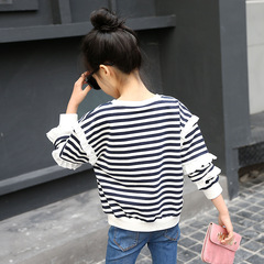 Girls Spring and Autumn 2024 New Round Neck Tops Children's Striped Long Sleeve T-Shirts Korean Style Bottoming Spring Tide for Big Children