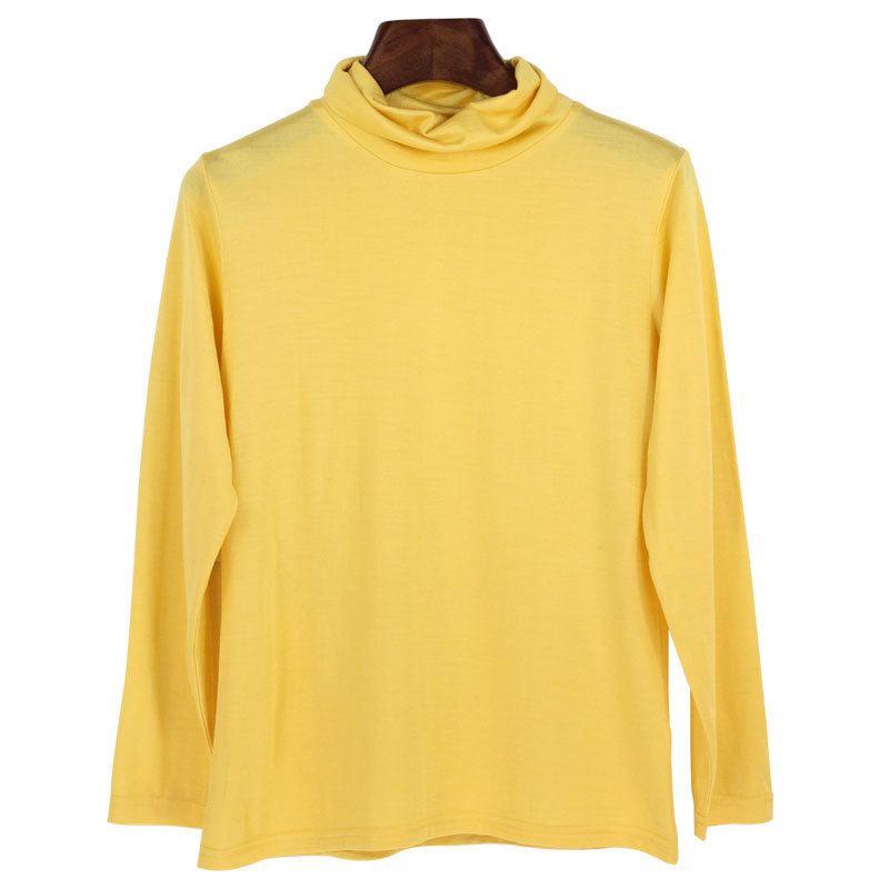 100 Silk Knit Turtleneck Long Sleeve T Shirt Soft Lightweight Solid Color Autumn Winter Womens Essential Top