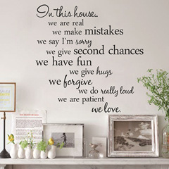 Cross-border new English motto inthis house living room background carved wall stickers decorative paintings wholesale 8204