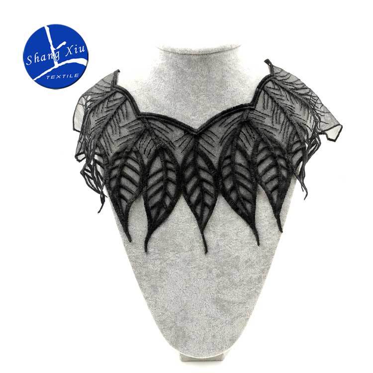 水溶蕾丝胸花 涤光丝刺绣领花 网底绣花衣领 假领子