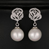 Elegant earrings from pearl, Japanese and Korean, Birthday gift