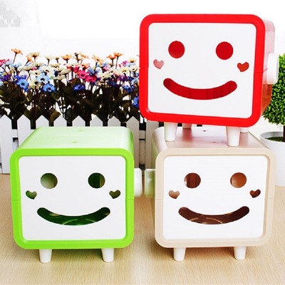 笑脸创意卡通DIY桌面装饰纸巾抽可印刷logo定制卷纸盒礼品纸巾筒
