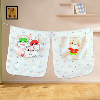 婴儿汗巾儿童隔汗巾宝宝纯棉纱布四层印花吸汗巾两条装批发定做