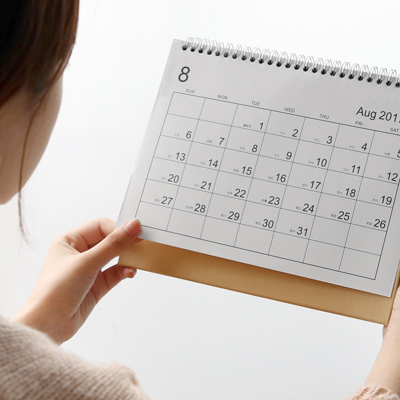 定制创意2019简约桌面日历日程规划备忘办公计划本横款小台历批发|ms