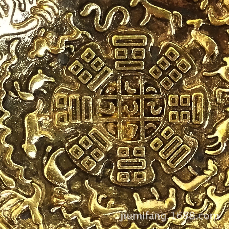 Xizango doce Zodiaco nueve Palacio chismes espejo de bronce Tarjeta de la cintura de Buda coche colgante coche interior bolsa colgante estilo étnico