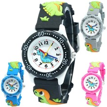 环保3d恐龙塑胶硅胶卡通防水儿童手表日本机芯小孩礼品表电子手表