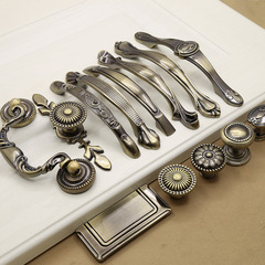 Antique-style handle, bronze, European-style cabinet, wardrobe door, drawer, classical, retro, zinc alloy solid, blue antique handle