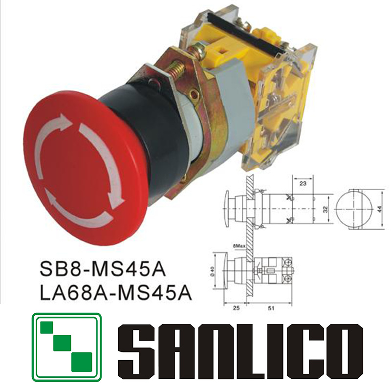 紧急停止自锁蘑菇头转动复位LA68A SB8 LA39 LAY39-MS45A按钮开关
