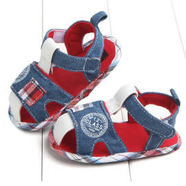 夏季新款帆布魔术扣凉鞋男宝宝凉鞋 防滑婴儿学步鞋 0768透气