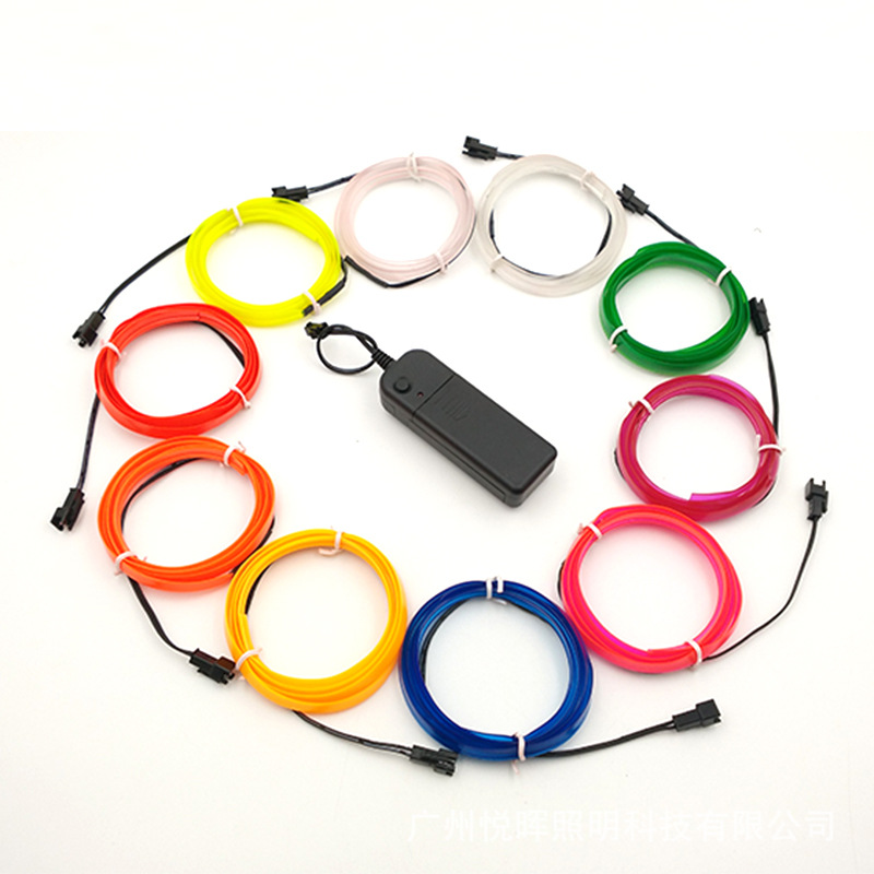 3V caja de batería 2,3mm sola línea lateral luz fría traje 10 colores colorido con borde coche decoración interior