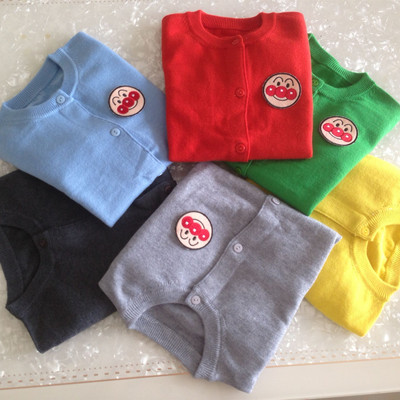 现货面包超人针织开衫2017秋冬新款儿童毛衣男女童羊毛衫宝宝外套