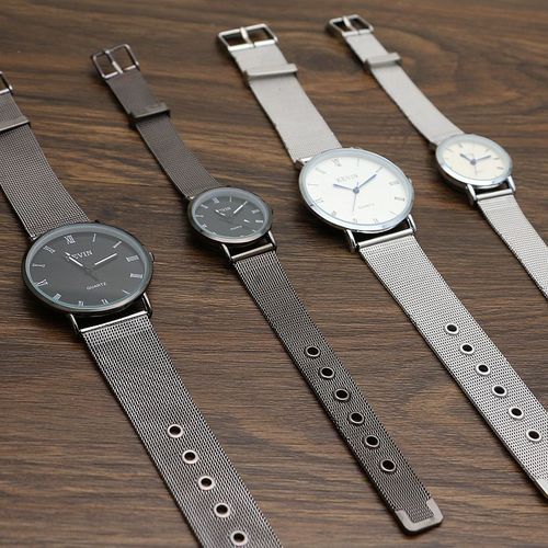 Japanese and Korean Roman scale mesh belt retro couple watches trendy men's and women's fashion trend watches steel belt quartz watch