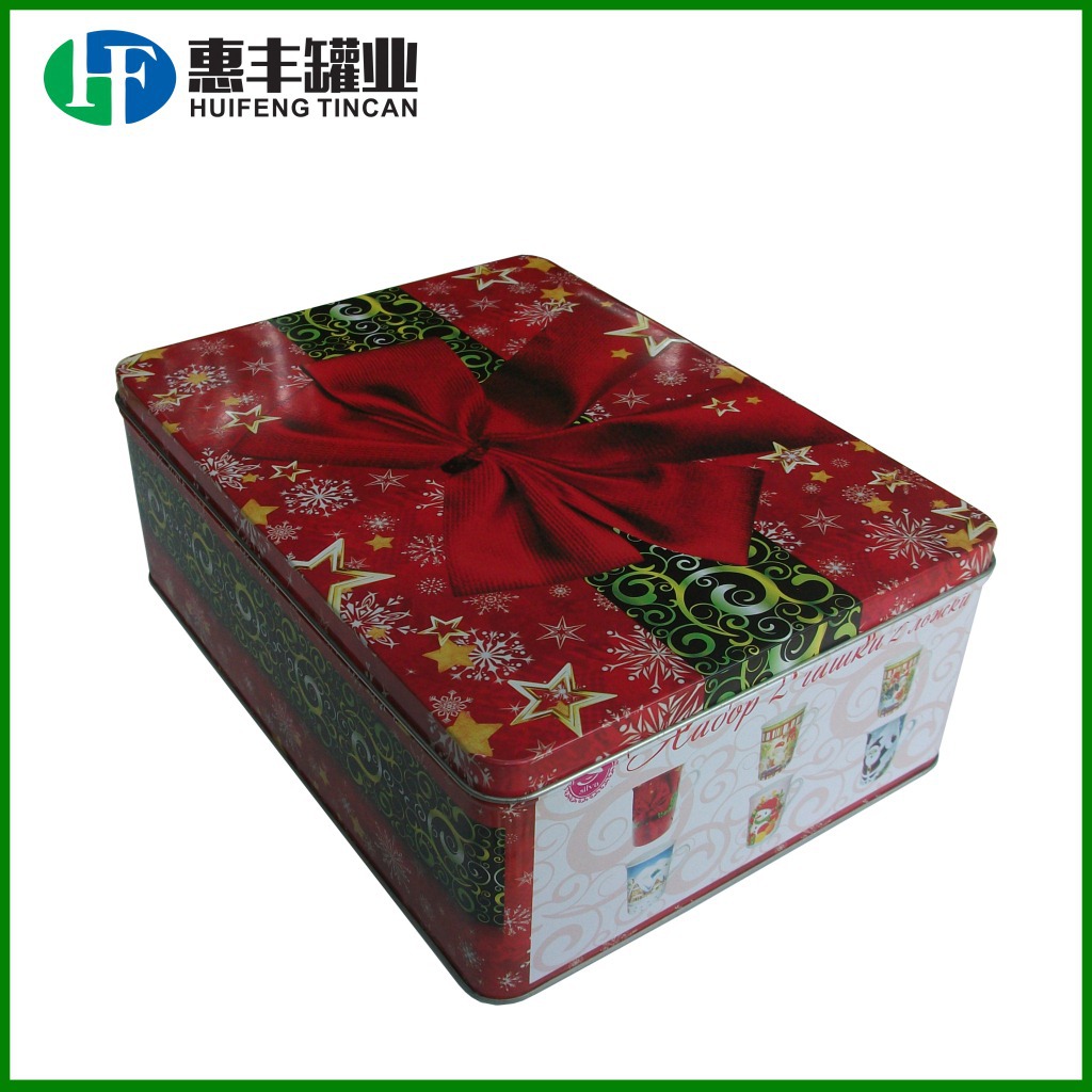 长方形马口铁盒 陶瓷水杯包装铁罐蝴蝶结铁盒TIN BOX 礼品铁罐