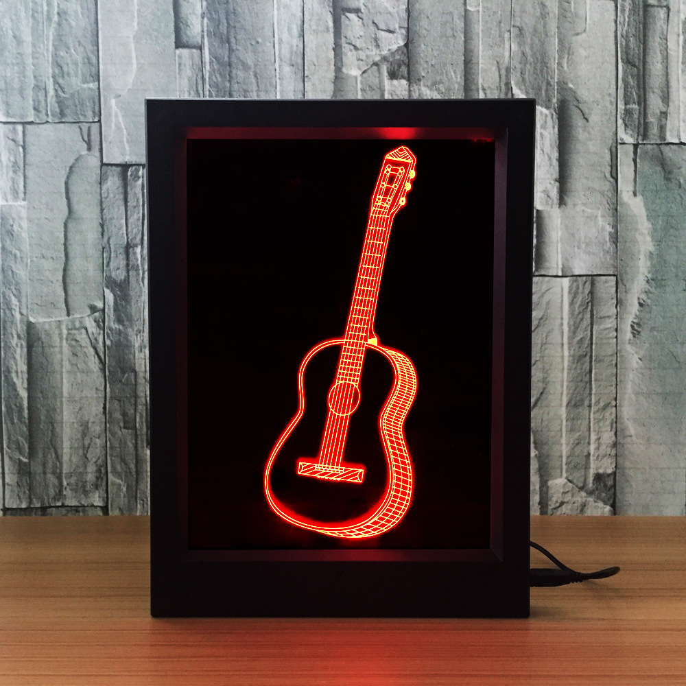 创意 3D相框灯 吉他 萨克斯 闹钟 相机 单车