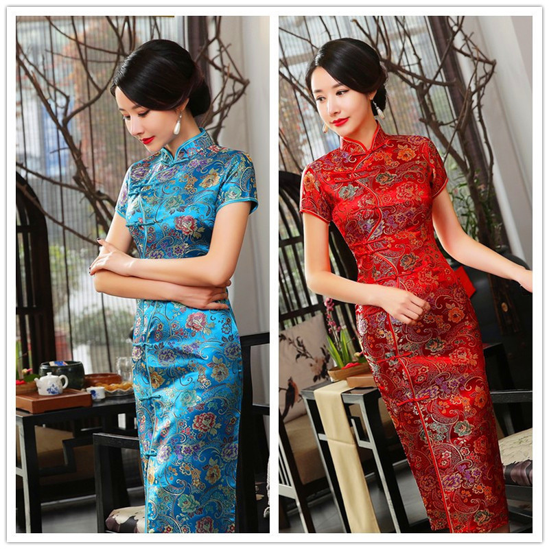 Chinese Dress Qipao for women Tang Qipao ten button long Qipao
