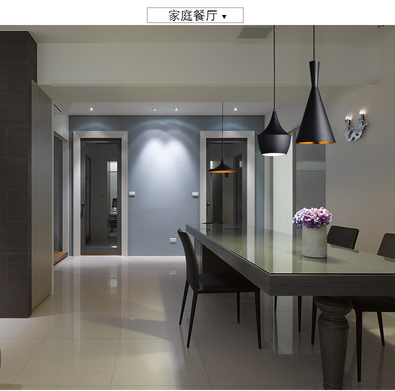 吊灯铁艺复古黑色现代灯简约餐厅吊灯吧台灯单头工业风酒店工程灯-阿里巴巴