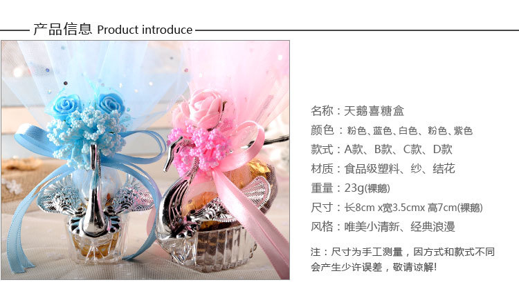 欧式创意水晶小天鹅喜糖盒 西式婚礼糖果盒子婚庆用品塑料喜糖盒详情图2