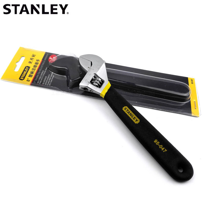 正品史丹利高档双色沾塑柄活动扳手8寸万能活络口扳手95-047-1-23