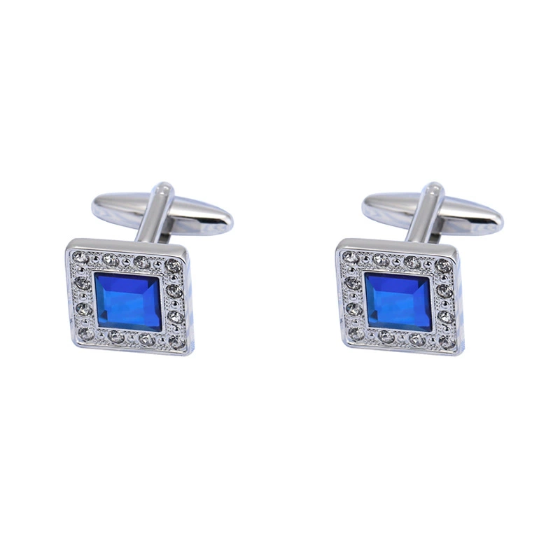 Высокое качество медные запонки CuffLink синий кристалл, бусинка страз, манжета на лацкане, набор запонок 141