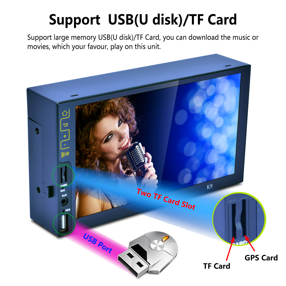 Excellent 7" Capacitive Touch Screen Android 6.0 Car Multimedia Player Bluetooth Car DVD Player Wifi GPS Navigation with AM/FM Radio Tuner 7