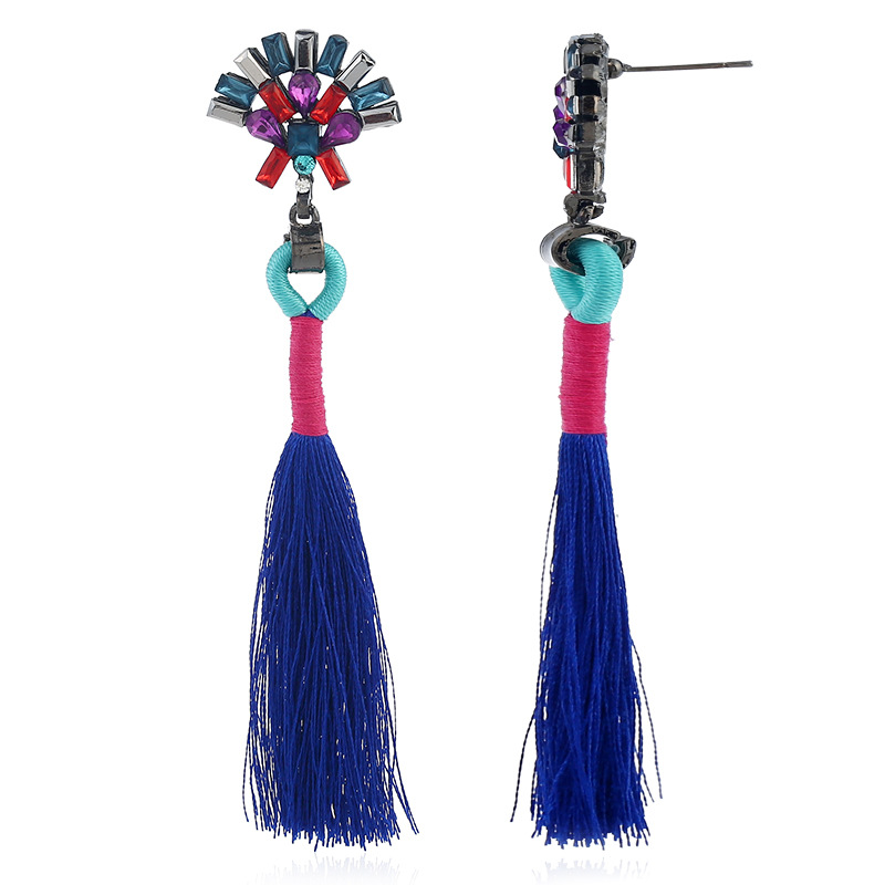 Occident and the United States alloy Drip oil earring (Gun black - sapphire blue)NHKQ1151-Gun black - sapphire blue