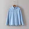 new Joker slim lapel letter embroidery long sleeved denim shirt 