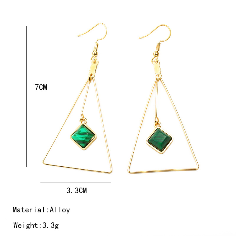Handmade Fashion Simple Korean Geometric Triangle Wild Earrings Turquoise Pierced Ear Clips display picture 2